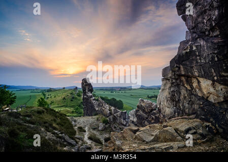 Le Mur du diable (Teufelsmauer) près de Blankenburg, Harz Banque D'Images