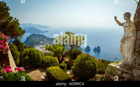 Panorama de l'île de Capri, Italie depuis le Mont Solaro Banque D'Images