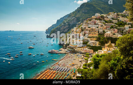 Côte Amalfitaine - Positano ville de Campanie, Italie Banque D'Images