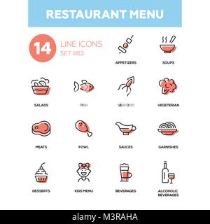 Restaurant menu design ligne icons set Illustration de Vecteur