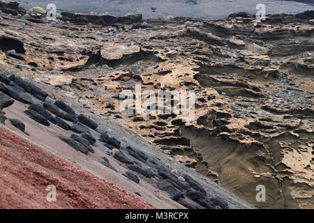 Close-up de la parois volcaniques à El Golfo, Lanzarote, lagune verte Banque D'Images