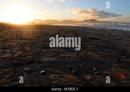 Caleta de Famara par sunset Banque D'Images