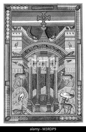 À partir de la Miniature livre des évangiles de Charlemagne ou Charles le Grand, IX siècle, gravure d'époque Banque D'Images