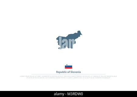 République de Slovénie site isolé et l'icône du drapeau officiel du territoire slovène. vecteur d'un insigne. Modèle de page géographique pays européen Illustration de Vecteur