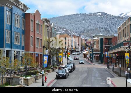 Rue principale à Park City, Utah Banque D'Images