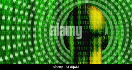 Surreal art numérique homme bien bâti avec un code binaire sur une peau. Banque D'Images