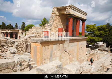 Entrée Nord, pilier nord Hall, Palais de Knossos site archéologique, l'île de Crète, Grèce, Europe Banque D'Images