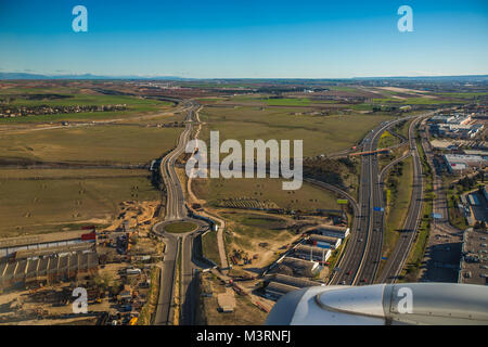 Vue aérienne d'avion de paysage près de Madrid, Espagne Banque D'Images