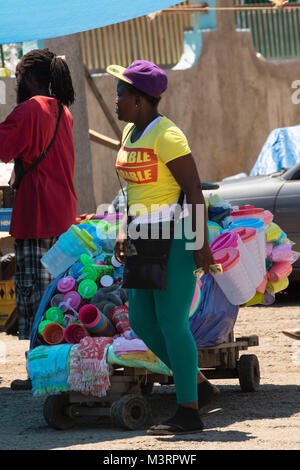 Traders au marché à Ocho Rios, Jamaïque, Antilles, Caraïbes Banque D'Images