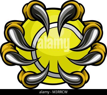 Monster ou animal claw holding Tennis Ball Illustration de Vecteur