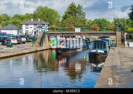 Sentier du canal de Llangollen, Boat Centre, pont-canal de Pontcysyllte, Viaduc, Denbighshire, Wales, UK Banque D'Images