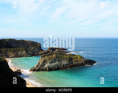 Vue de la plage de Mexota dans Serantes, Tapia de Casariego - Asturies, Espagne Banque D'Images