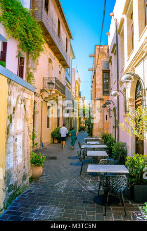 Ruelle de la vieille ville de La Canée, Crète, Grèce Banque D'Images