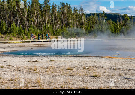 Dans la fontaine de la piscine Célestin Pot de peinture. Le Parc National de Yellowstone, Wyoming, USA Banque D'Images