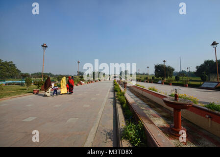 Mémorial de Mahatma Gandhi à Raj Ghat, Delhi, Inde Banque D'Images