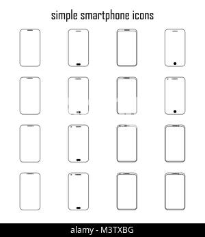 Icônes avec différents modèles de smartphone Illustration de Vecteur