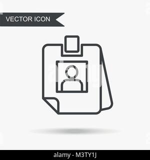 Simple et moderne carte d'identité de l'illustration vectorielle, icône. Image plate avec de fines lignes pour l'application, site Web, interface, présentation d'entreprise, Illustration de Vecteur