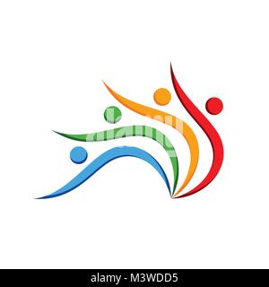 La diversité Figure humaine abstraite Swoosh Logo Design graphique symbole vecteur Illustration de Vecteur