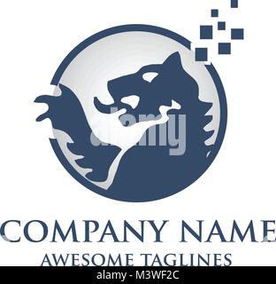 Élégante et moderne, lion héraldique Vector télévision circle vintage design template Illustration de Vecteur