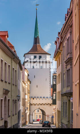 Schulerturm (Savants Tower), vue à partir de la Schulerstrasse à Bautzen, la Haute Lusace, région de la Saxe, Allemagne Banque D'Images