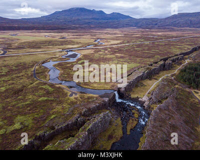 Belle Cascade Oxarafoss dans le sud de l'Islande europe Banque D'Images