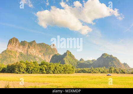 Hpa-An : mont Zwegabin, riz rizière, , Kayin (Karen), le Myanmar (Birmanie) Banque D'Images