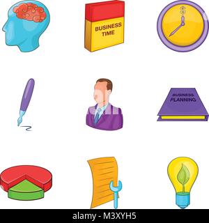 Développement personnel, cartoon style icons set Illustration de Vecteur