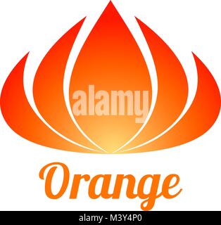 Résumé de conception de logo stylisé de fleurs orange modèle. Cours de yoga et studio de beauté spa concept logo vector isolated signe. L'été ou printemps fleur bio Illustration de Vecteur