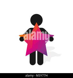 Figure l'homme est titulaire d'étoile rose Illustration de Vecteur