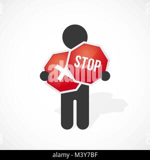 Silhouette d'un homme noir est titulaire stop rouge Illustration de Vecteur