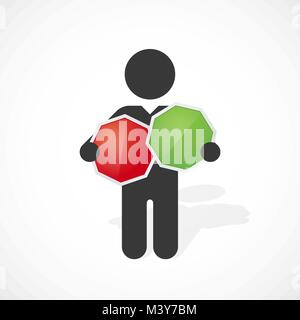 Silhouette d'un homme noir est titulaire signe rouge et vert Illustration de Vecteur