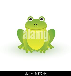 Petite grenouille verte sur fond blanc Illustration de Vecteur