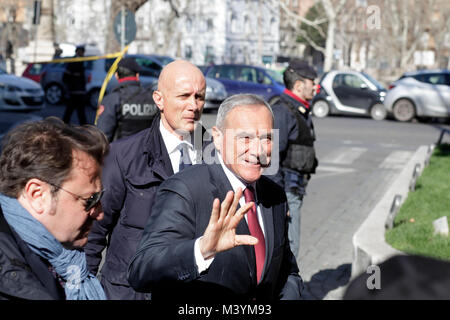 Rome, Italie. Feb 13, 2018. Pietro Grasso secrétaire de partie Liberi e Uguali LEU prononce un discours lors du congrès de la Confcommercio '' tema de l'ONU une proposition'' dans le centre-ville de Rome, Italie Crédit : Sara De Marco/Alamy Live News Banque D'Images