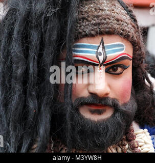 Jammu (Inde). 12 Février, 2018. Les dévots indiens habillé en Seigneur Shiva prendre part à la Maha Shivratri Maha Shivratri procession pendant la célébration du festival au Jammu-Credit : Shilpa Thakur/Pacific Press/Alamy Live News Banque D'Images