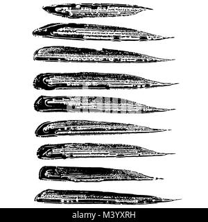 Les coups de pinceau d'encre grunge. Les brosses noir Freehand. Handdrawn frottis texturé à brosse. Vector illustration moderne. Illustration de Vecteur