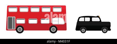 Ensemble de véhicules liés au dessin animé coupe Londres et l'Angleterre Illustration de Vecteur