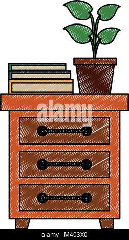 Plante en pot sur tiroir Illustration de Vecteur