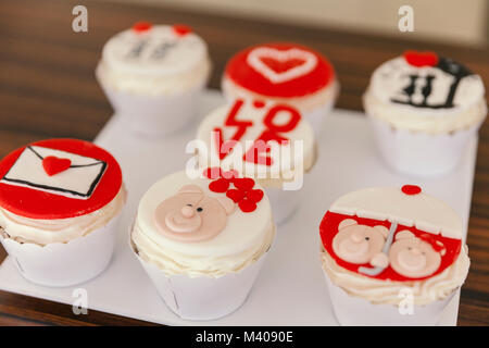 Muffins pour saint valentin, Close up Banque D'Images