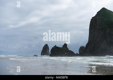 Les affleurements rocheux de Cannon Beach Oregon, sur la côte nord-ouest du Pacifique. En vedette dans une scène du film "Les Goonies" Banque D'Images