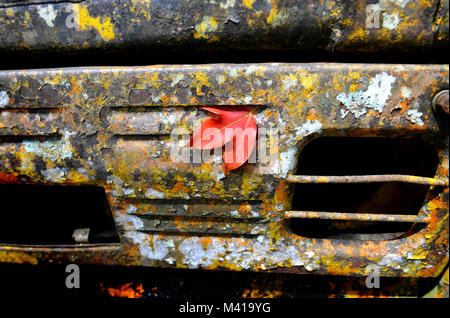 Le chemin de l'ancien objet bouteur chenillé très grunge peeling hors de la couleur comme l'art abstrait Banque D'Images