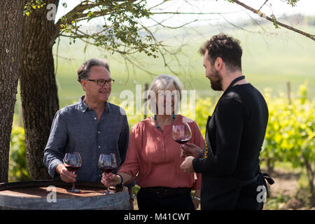Senior couple visiter un vignoble Banque D'Images