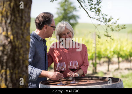 Senior couple visiter un vignoble Banque D'Images
