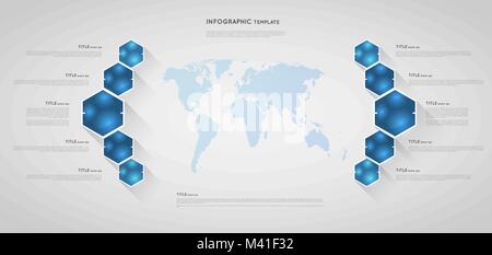 Modèle de carte infographique avec cristaux polygone hexagonale Illustration de Vecteur