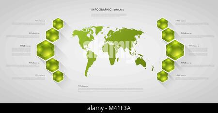 Modèle de carte infographique avec cristaux polygone hexagonale Illustration de Vecteur