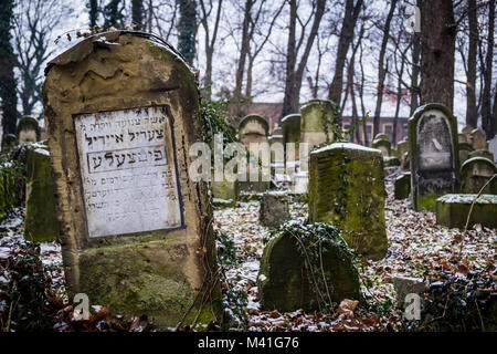 Cracovie, Pologne, du nord-est de l'Europe. Pierres tombales dans nouveau cimetière juif. Banque D'Images