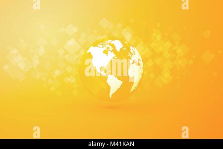 Globe terrestre avec l'Amérique résumé fond jaune Illustration de Vecteur