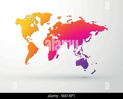 Carte du monde 3D couleur vector Illustration de Vecteur