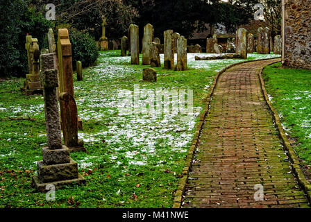 Chemin de l'Église enneigée Banque D'Images