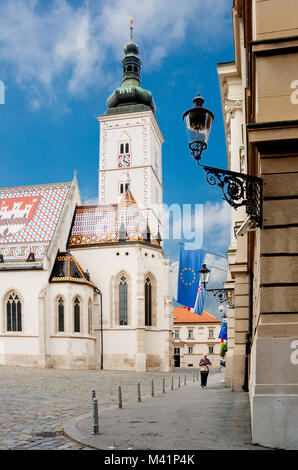 L'église de saint Marc sur la Place Saint Marc, la Haute Ville de Zagreb, capitale de la Croatie, de l'Europe Banque D'Images