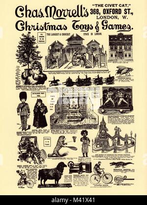 Publicité de l'époque victorienne pour Noël Jouets et jeux. Vers 1900 Banque D'Images